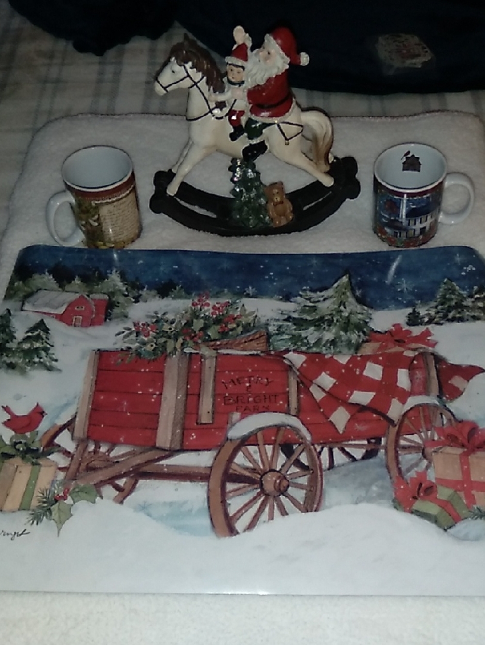 Christmas Dishwasher Magnet, Santa On Rockinghorse Decor. And Two Lang And Wise